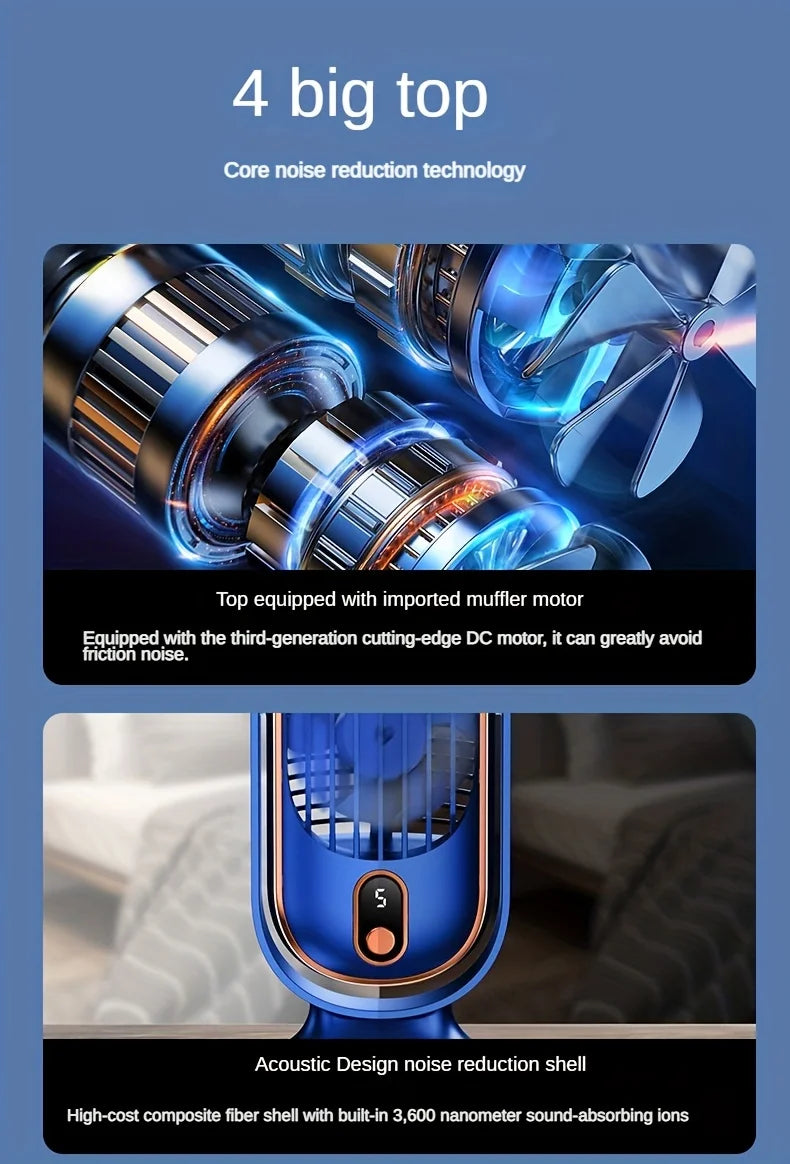 ❄️ 1PC Portable Air Conditioning Fan – 5-Speed Air Cooler with Large Battery, Dual Electric Motors, 720° Surround Cooling