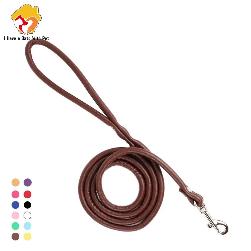 Soft PU Leather Dog Leash – 120cm Smooth Lead for Small Dogs & Puppies