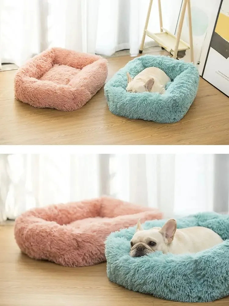 Winter Plush Rectangle Dog Bed – Warm Pet Sofa Mat for Small, Medium & Large Dogs & Cats