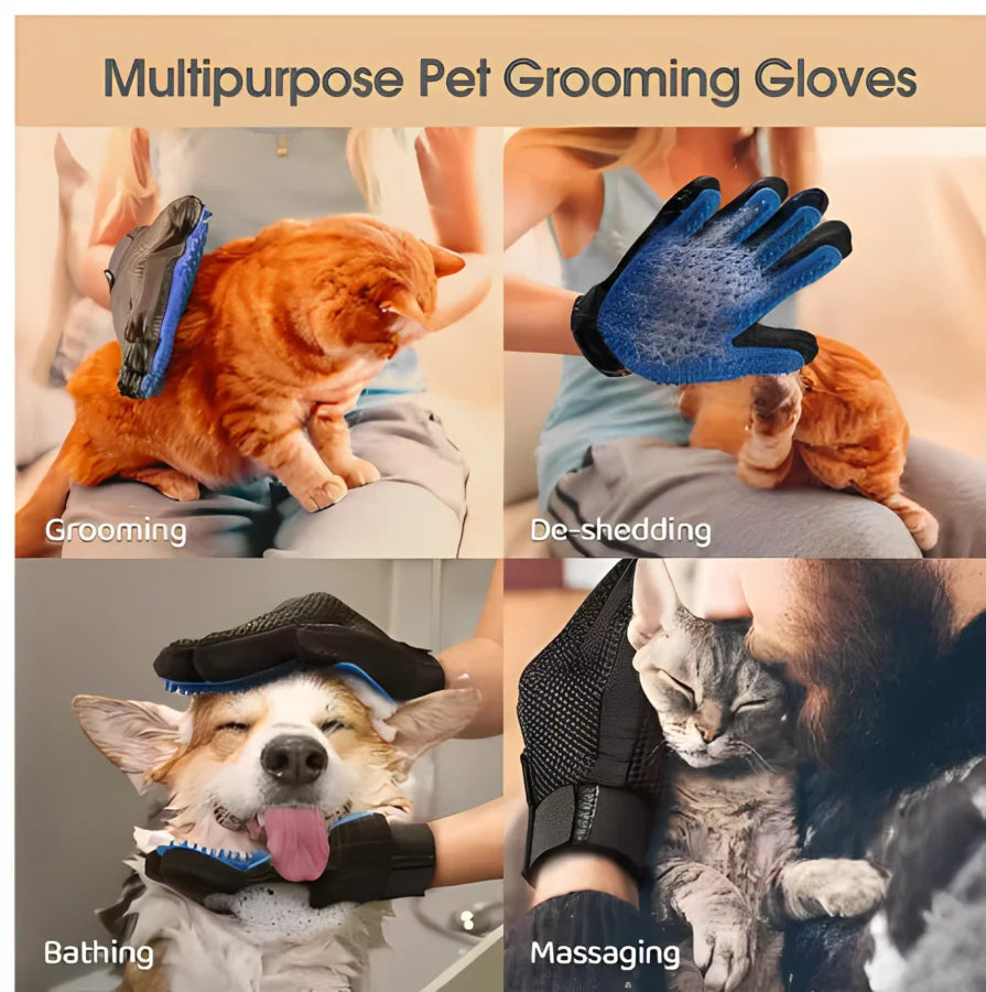 Pet Grooming Glove 🐾 Deshedding & Massage Brush for Dogs & Cats