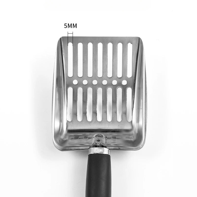 Stainless Steel Cat Litter Scoop with Rubber Handle – Durable Metal Kitty Scooper with Sturdy Mesh Filter for Easy Litter Cleaning