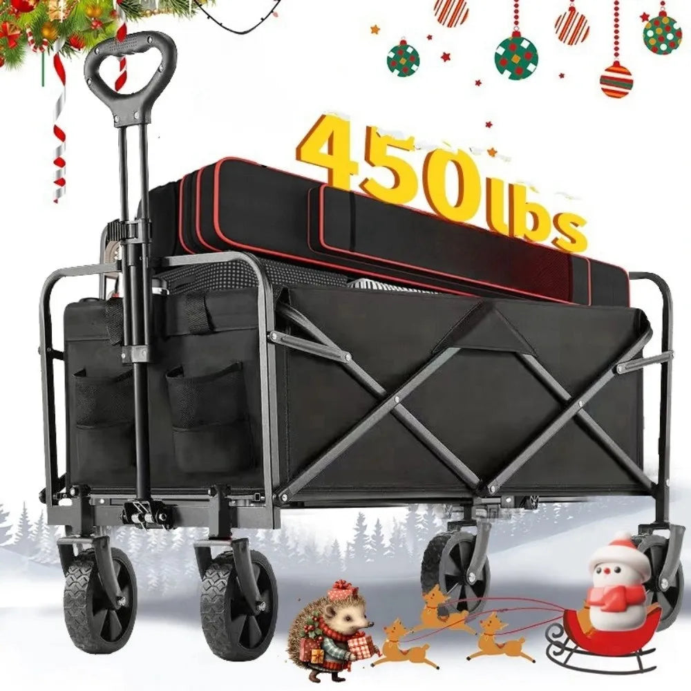 1PC Collapsible Foldable Wagon Cart – Heavy-Duty Utility Cart with All-Terrain Wheels for Outdoor, Car, or Snow Use