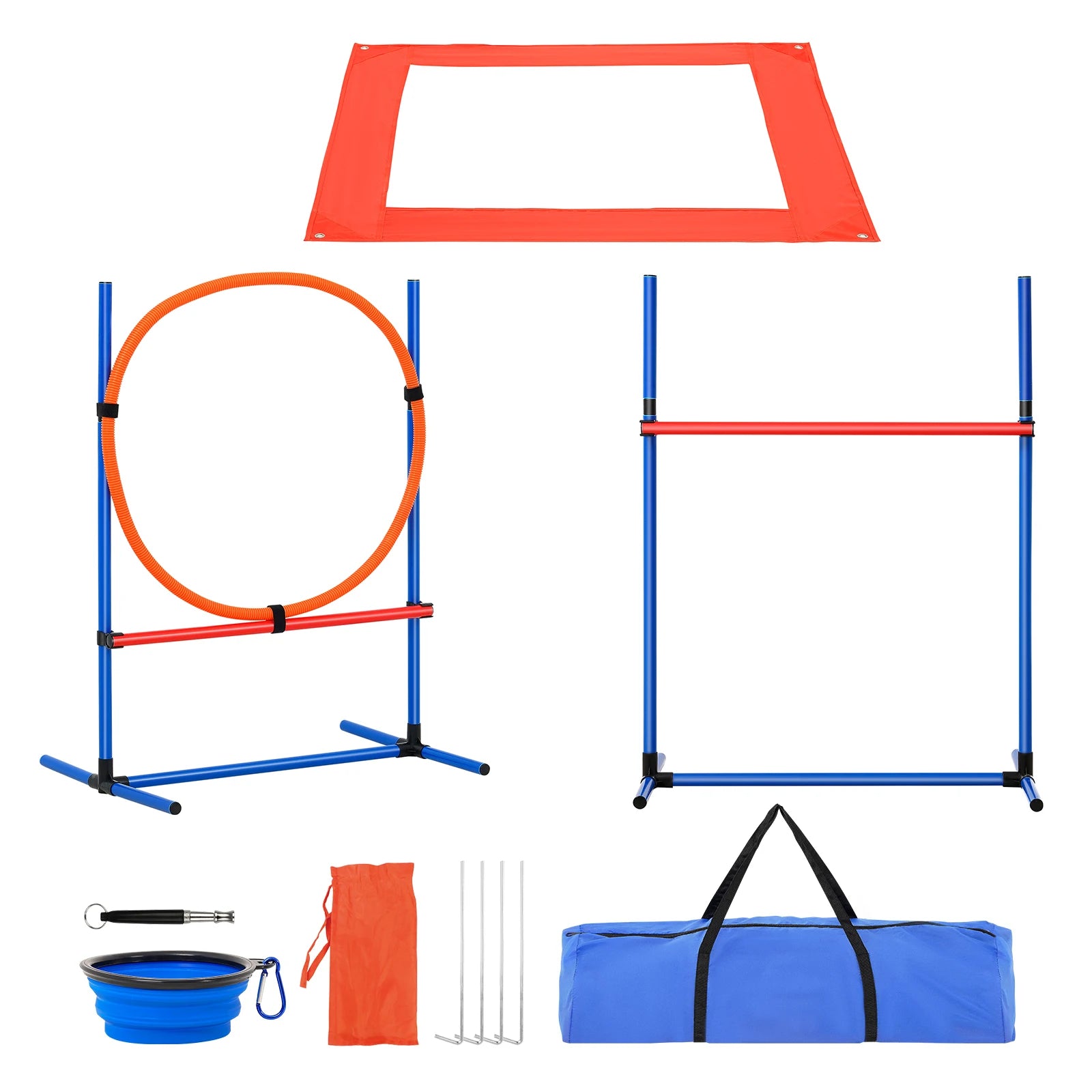 Dog Agility Training Set – 4 PCS Hurdles, Poles, Ring & Box 🐾🏃‍♂️