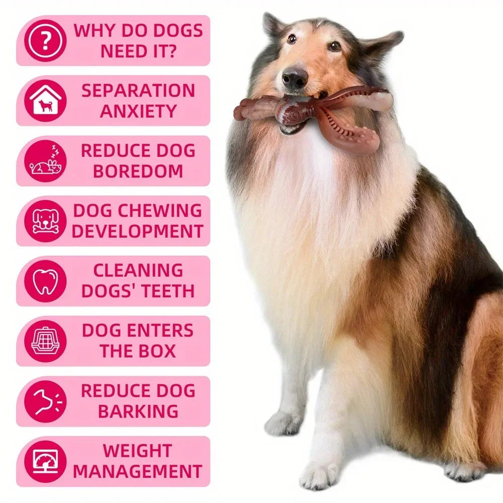 Rabbit-Shaped Nylon Dog Chew Toy – Indestructible Beef Flavor 🐇🍖