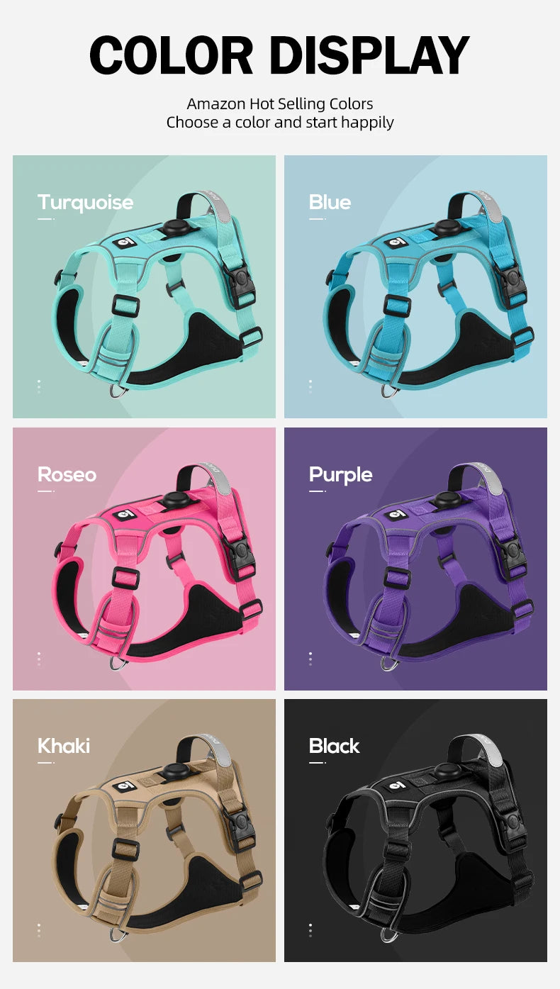 🐶 Anti-Pull Dog Harness – Reflective, Escape-Proof, Adjustable Chest Strap for Large & Medium Dogs