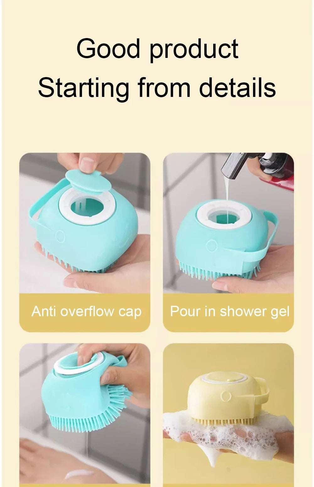 Soft Silicone Pet Bath Massage Brush – Multifunctional Grooming Tool for Dogs & Cats