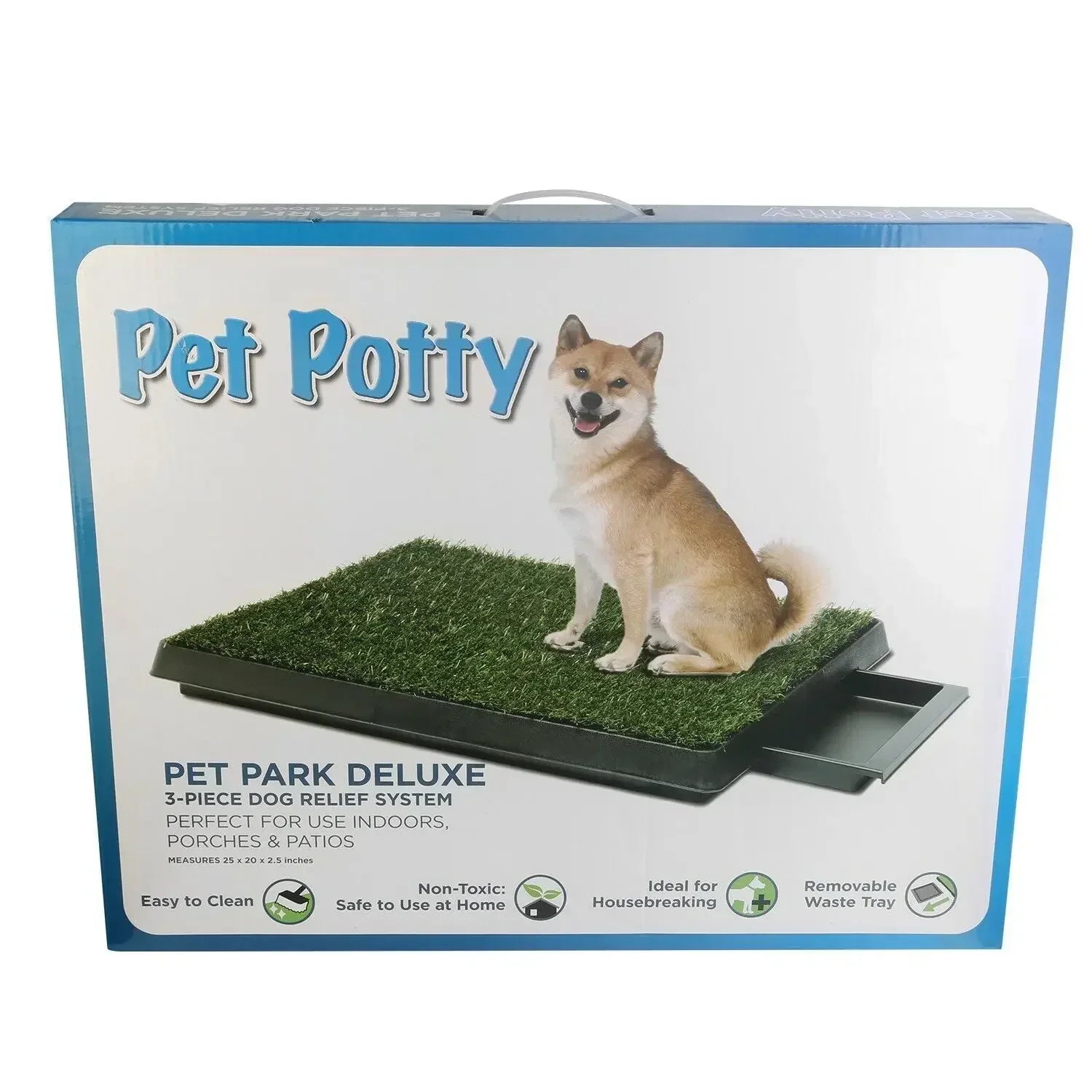 Portable 3-Layer Dog Potty Training Toilet with Synthetic Grass – Anti-Splash Puppy Urine Tray