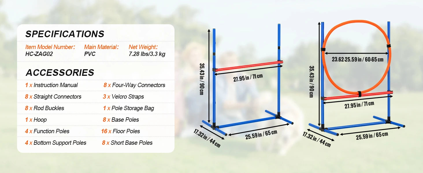 Dog Agility Training Set – 4 PCS Hurdles, Poles, Ring & Box 🐾🏃‍♂️