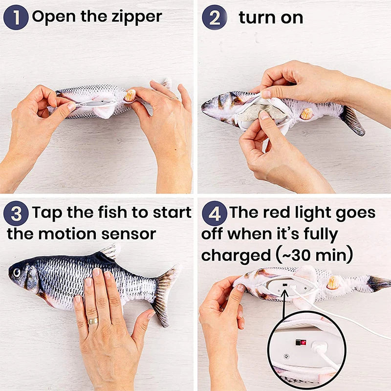 USB Floppy Fish Toy – Electric Chew Toy for Cats & Dogs