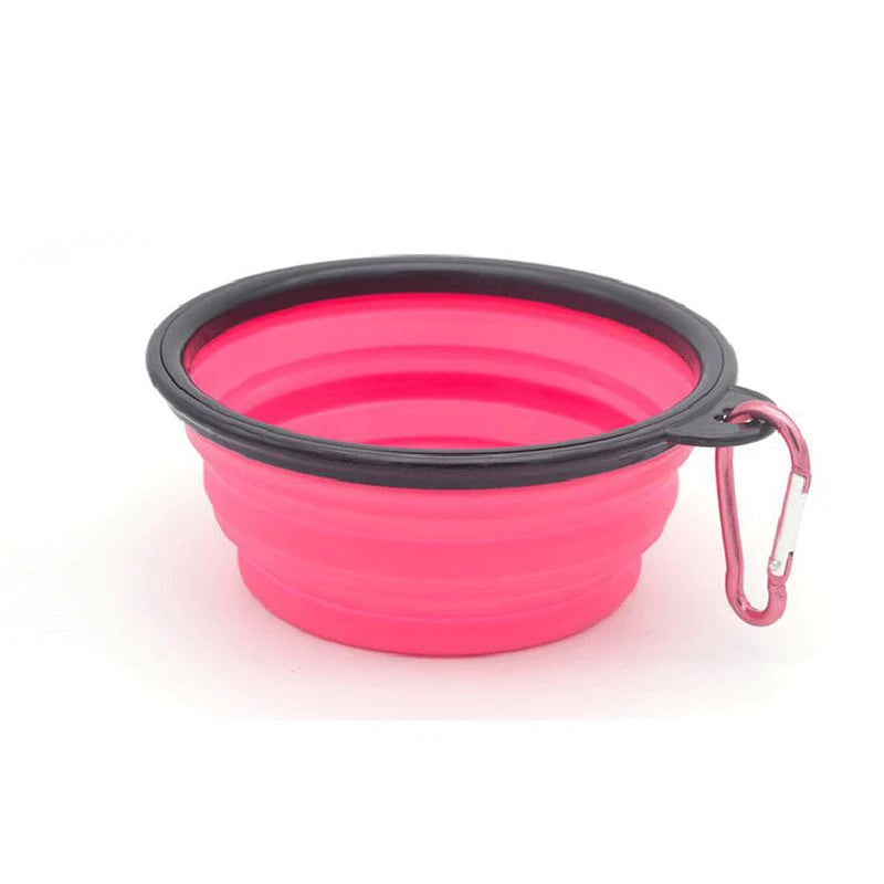 🐶 Folding Portable Silicone Dog Feeder Bowl – 2-in-1 Food & Water Dispenser with Carabiner