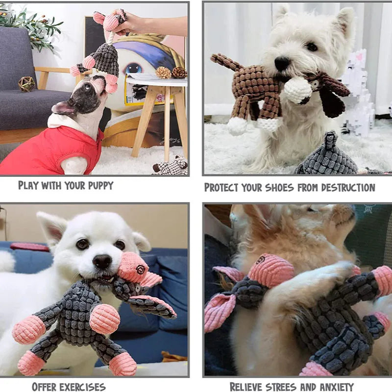 Donkey-Shaped Plush Squeaky Dog Toy – Durable Bite-Resistant Chew & Training Toy for Small and Large Dogs