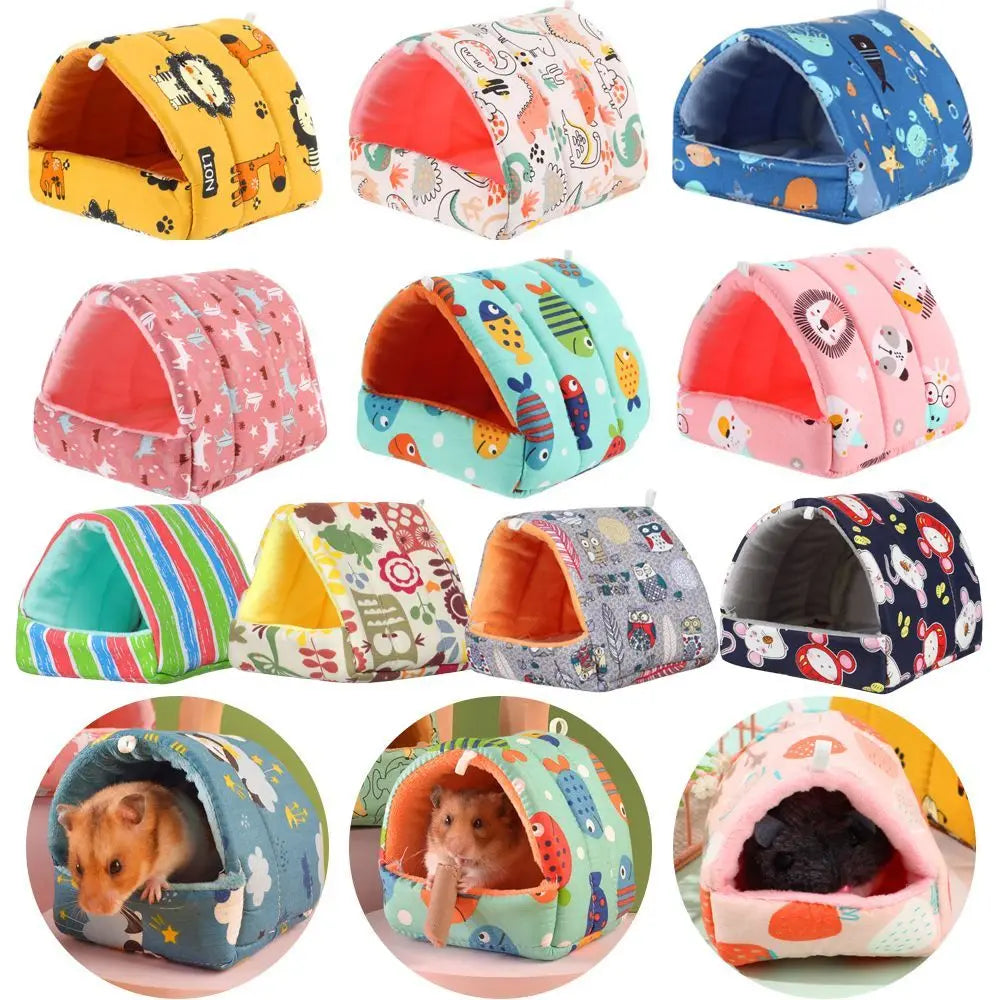 Cartoon Small Animal Bed – Soft Winter Nest for Hamsters, Guinea Pigs, Rabbits, and Squirrels