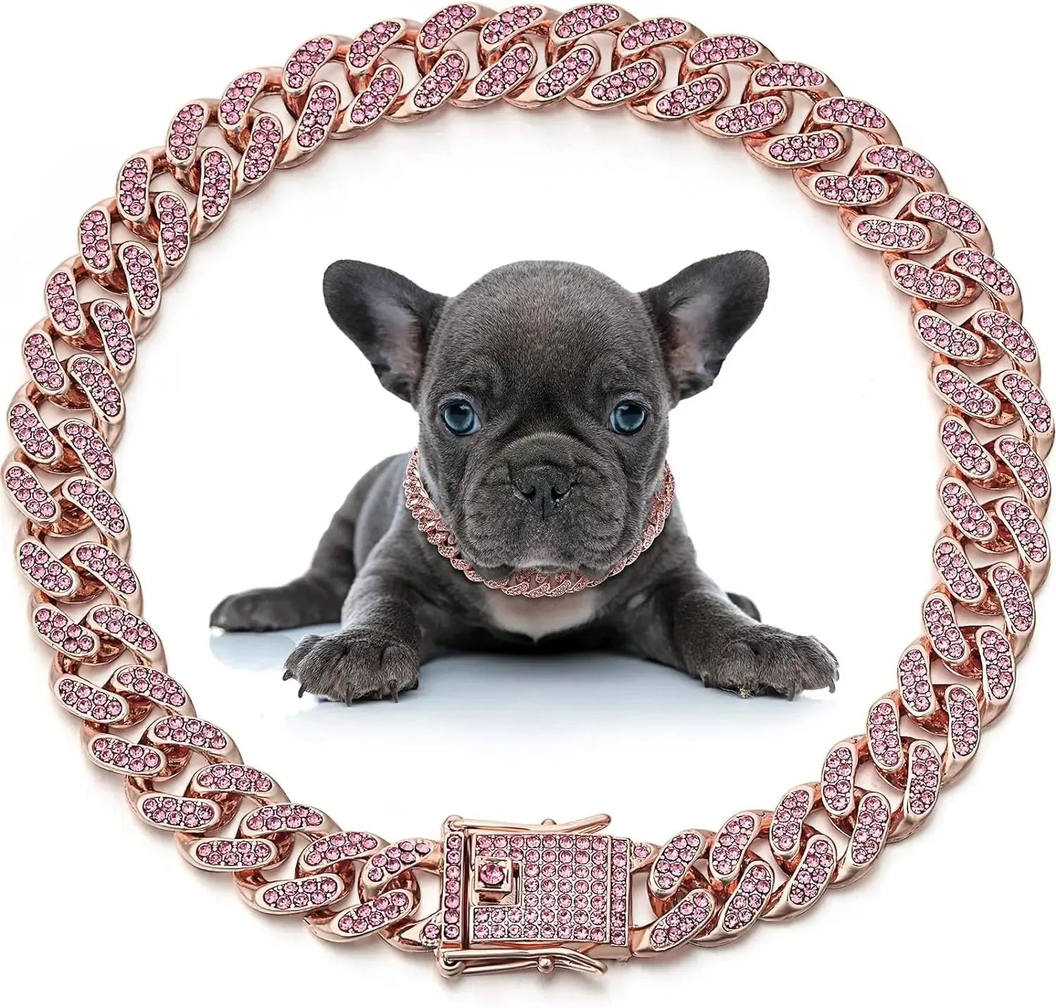 Diamond Cuban Link Dog Chain – Metal Pet Necklace for Dogs & Cats