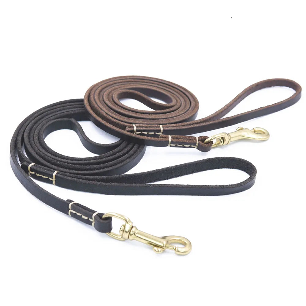 100% Genuine Leather Dog Leash – Handmade Durable Soft Real Leather Lead for Small Dogs, Puppies, and Cats