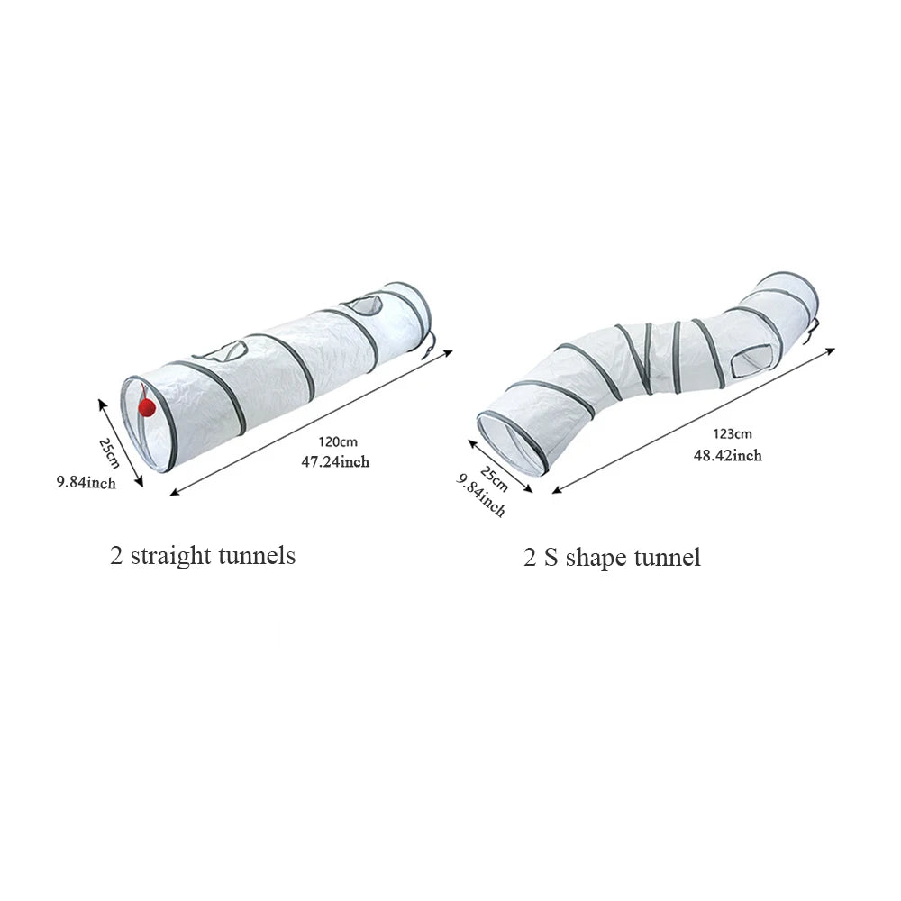 White Foldable Cat Tunnel – Interactive Fun Play Tube for Kittens and Cats