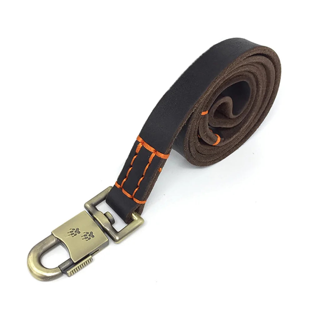 🐶 Genuine Leather Dog Leash – Heavy Duty 3/4/5ft x 1in for Medium & Large Dogs