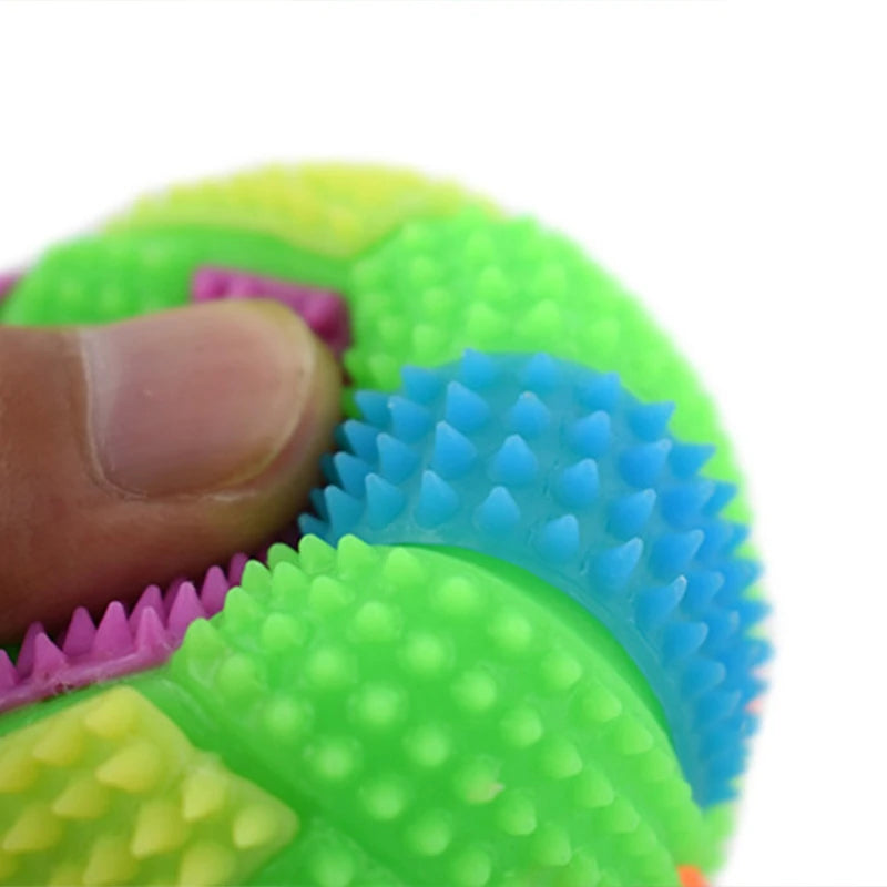 Squeaky Glowing Dog Chew Ball – Non-Toxic Rubber Toy for Small to Large Dogs, Teeth Cleaning & Boredom Relief