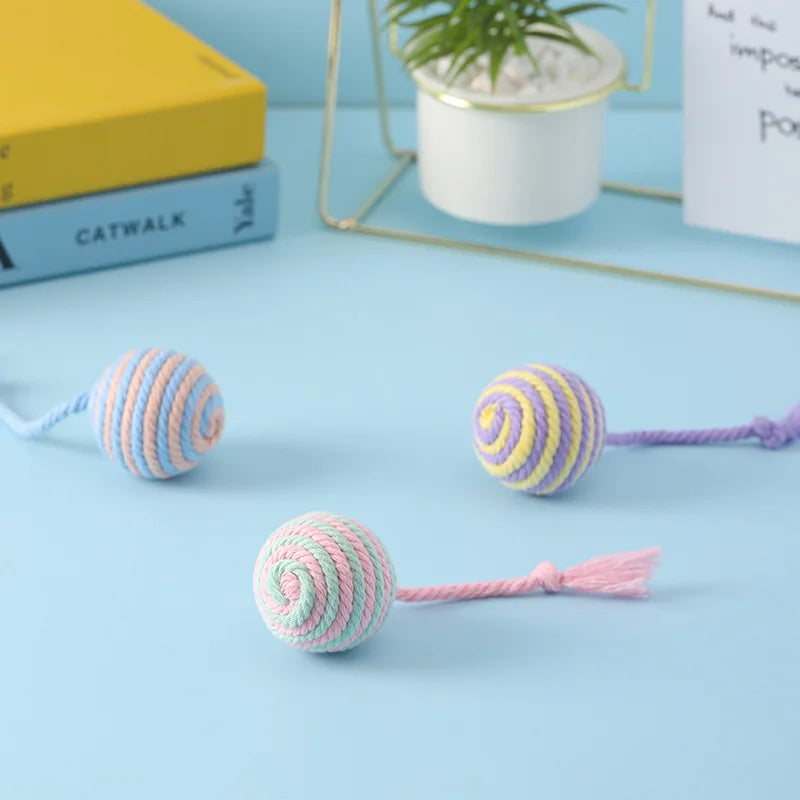 Colorful Cotton Rope Weave Ball – Interactive Teaser & Chew Toy for Cats & Dogs