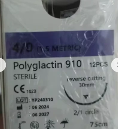 12pcs Absorbable Suture Thread with Needle – Veterinary PGA 75CM for Pet Surgery & Training (2/0 3/0 4/0 5/0)