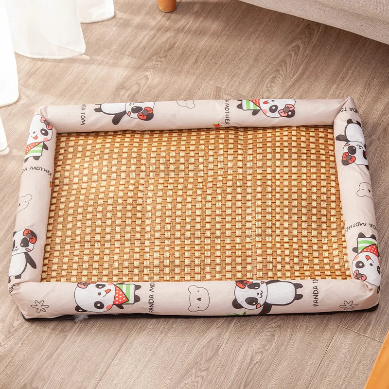 Pet Summer Cooling Mat – Breathable Moistureproof Rattan Dog & Cat Sofa Pad