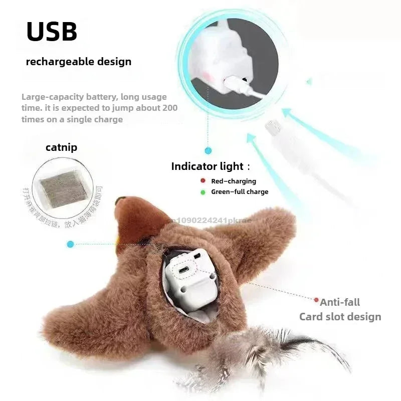 Rechargeable Flying Bird Cat Toy – Chirping & Flapping