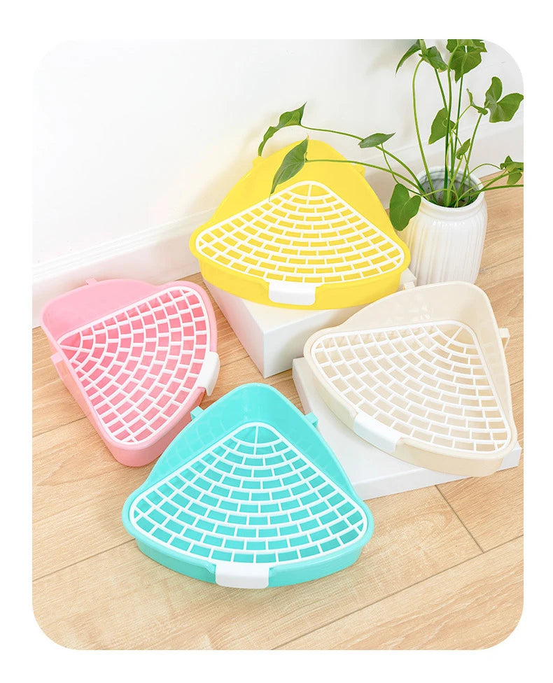 Corner Rabbit Litter Pan – Small Animal Potty Trainer for Bunnies, Ferrets, Hamsters, Guinea Pigs & More