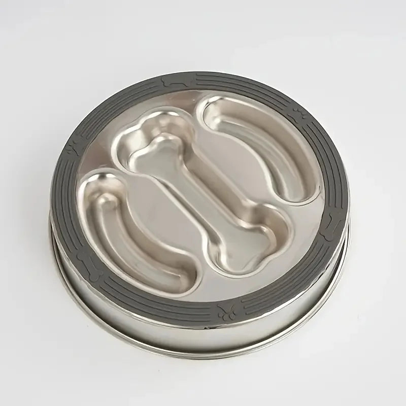 Premium Stainless Steel Slow Feeder Pet Bowl with Cervical Spine Protection – Anti-Choke Dog & Cat Food Bowl