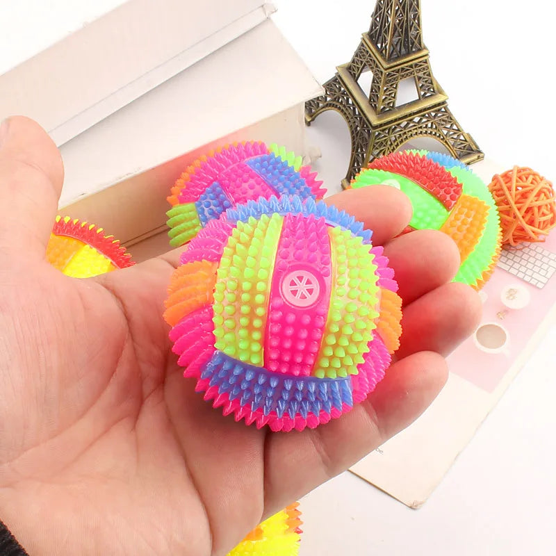LED Glowing Ball Dog Toy – Bouncy Chew Ball for Puppies & Small Dogs, Colorful Light Molar Toy for Interactive Pet Play