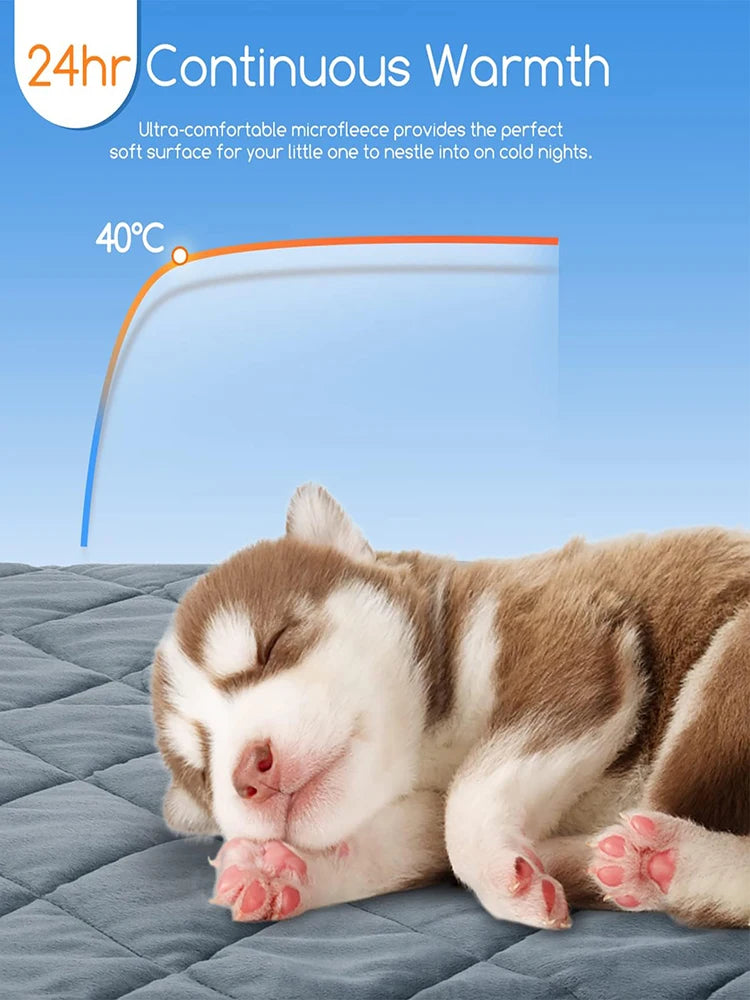 Self-Heating Pet Pad – Thermal Crate Mat for Small & Medium Dogs and Cats, Washable Anti-Slip Kennel Mat