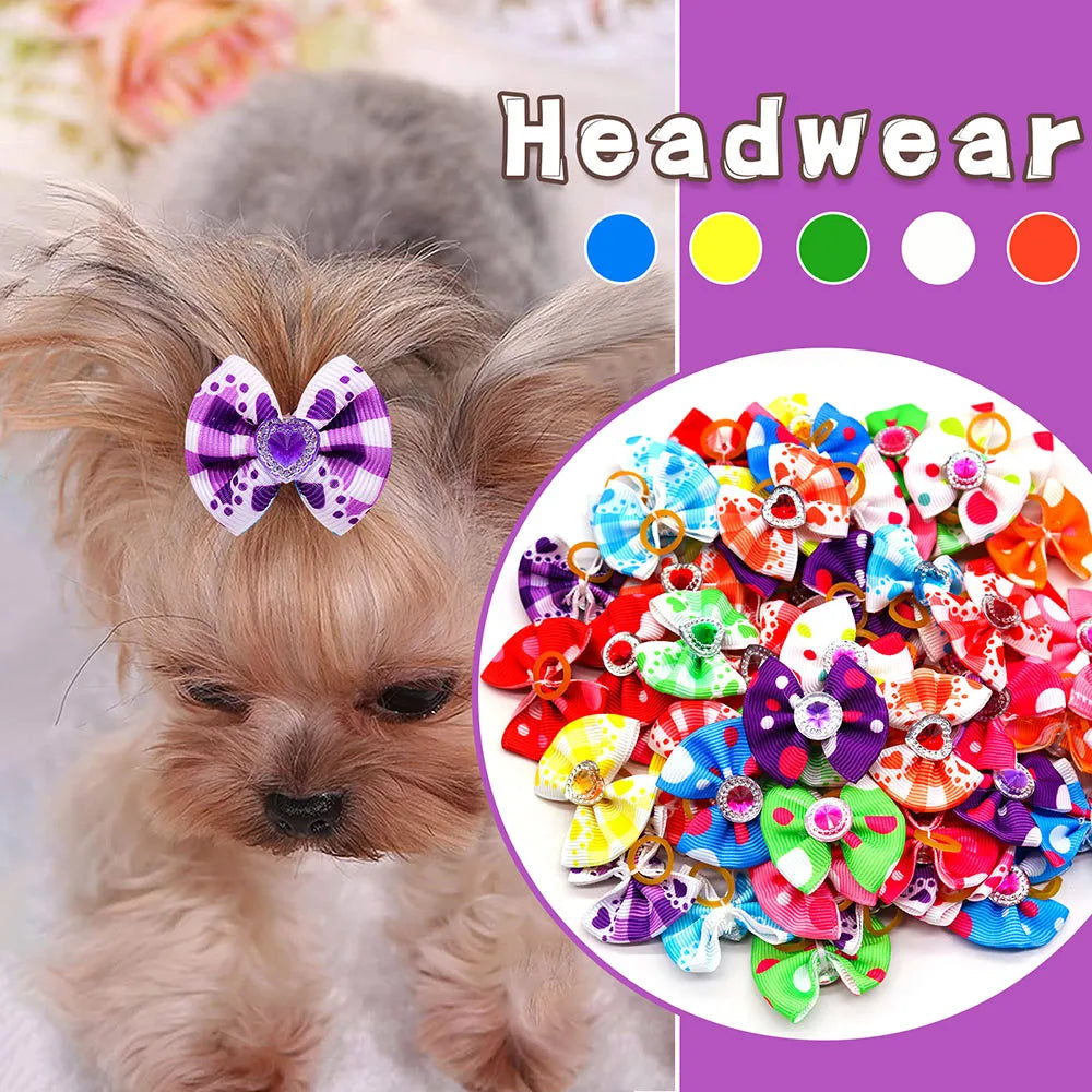 Dog Hair Bows 🎀 20pcs Summer Diamond Grooming Acce