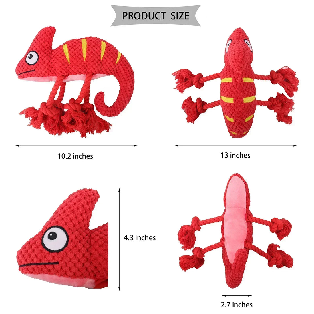 Chameleon Plush Dog Toy – Squeaky, Bite-Resistant Chew 🦎🐾