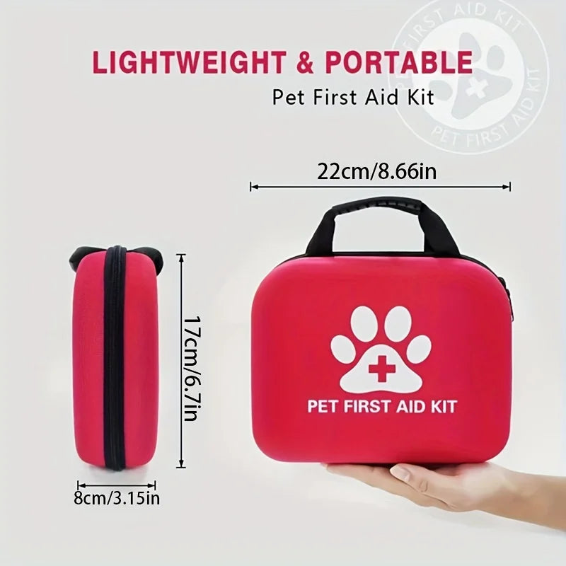 61pcs Portable EVA Pet First Aid Kit for Dogs & Cats – Outdoor Travel & Camping Emergency Medical Supplies