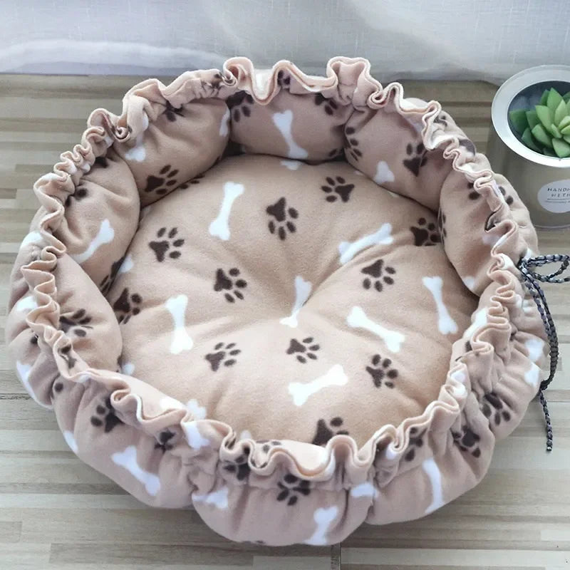 Drawstring Dual-Use Pet Bed – Adjustable Soft Nest Cushion for Cats & Small Dogs