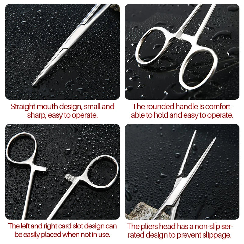 Stainless Steel Hemostatic Clamp Forceps – 18cm/16cm/14cm Straight & Curved Tips Surgical Tools