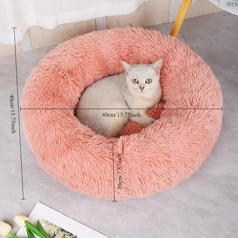 Home Plush Pet Nest – Warm Detachable & Washable Round Cat & Dog Bed