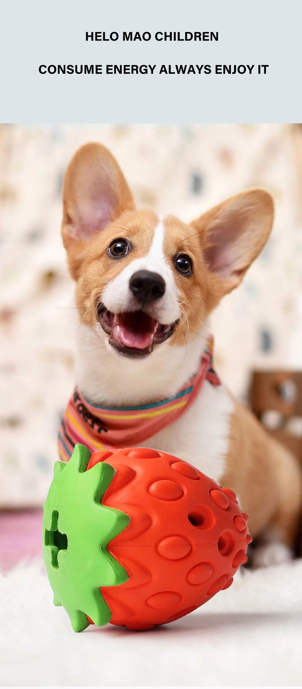 DualPet Strawberry-Shaped Dog Chew Toy – Durable Rubber Food Dispenser for Interactive Play