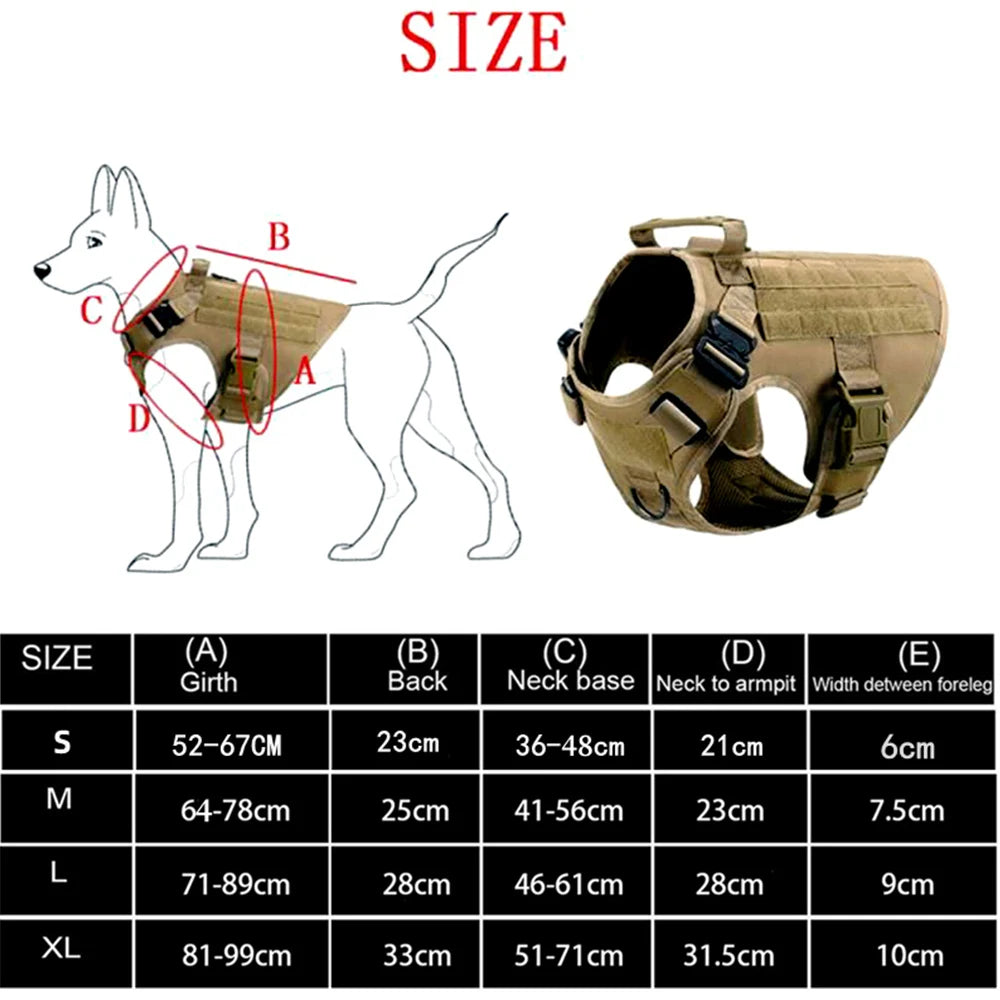 🐾 Tactical Military Dog Harness & Leash Set – All Breeds Training Vest for Outdoor Adventures