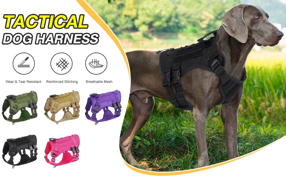 🛡️ Tactical Chest Strap Dog Harness – Heavy-Duty Outdoor Control for Large Dogs 🐕