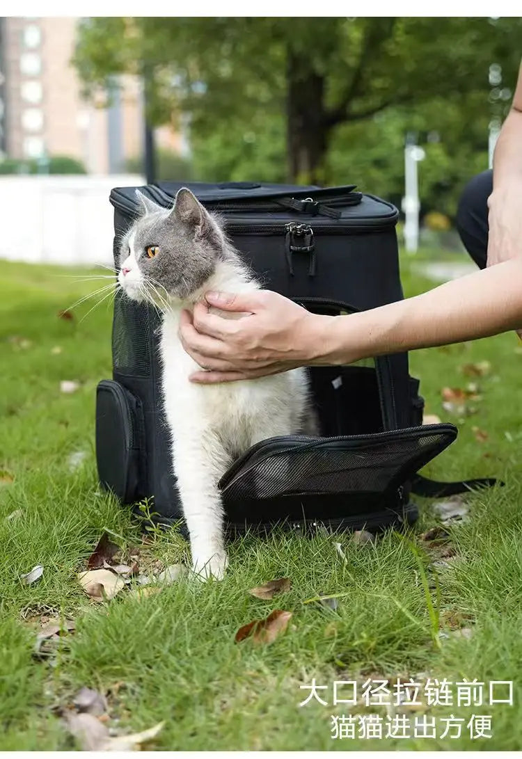 Breathable Expandable Pet Carrier Backpack – Foldable Cat & Dog Travel Bag with Large Capacity for Outdoor Trips & Vet Visits