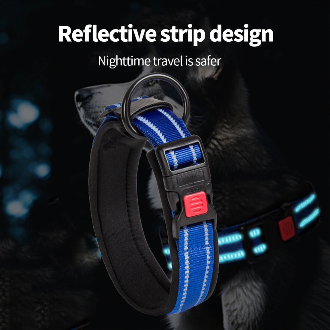 Reflective Adjustable Dog Collar – Soft Foam Neck, Colorful & Fashionable, for Small, Medium & Large Dogs