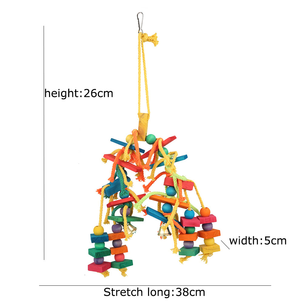 Wood & Cotton Rope Parrot Toy – Bite-Resistant Cage Toy for Birds