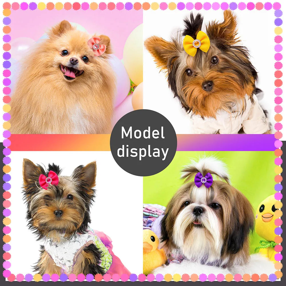 Dog Hair Bows 🎀 20pcs Summer Diamond Grooming Acce