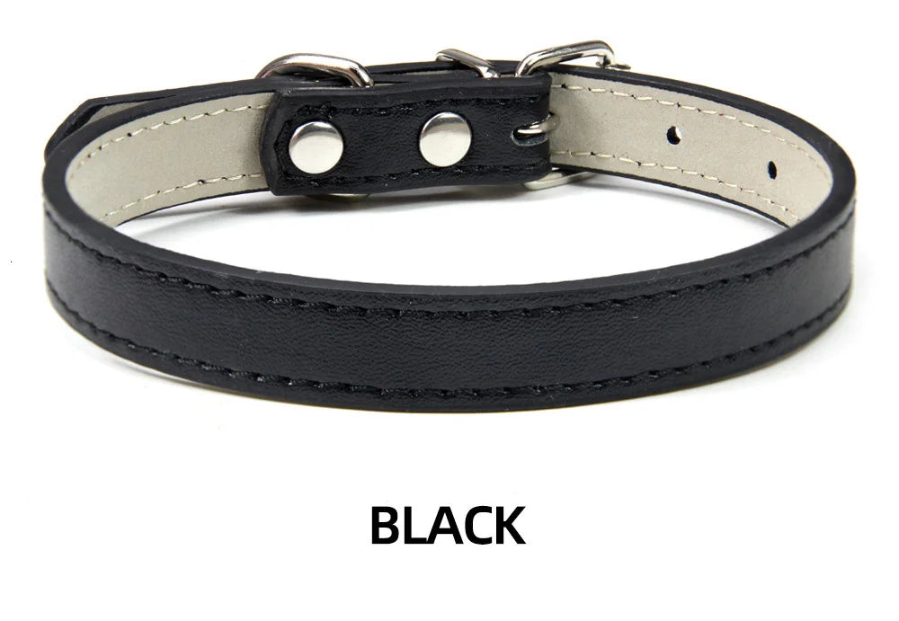 Soft Leather Adjustable Dog Collar – Safe & Stylish for Dogs and Cats