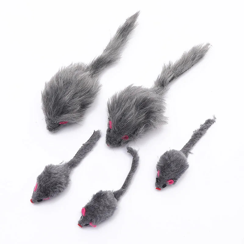 5PCS Plush Simulation Mouse Cat Toys – Interactive Teasing Toy for Cats