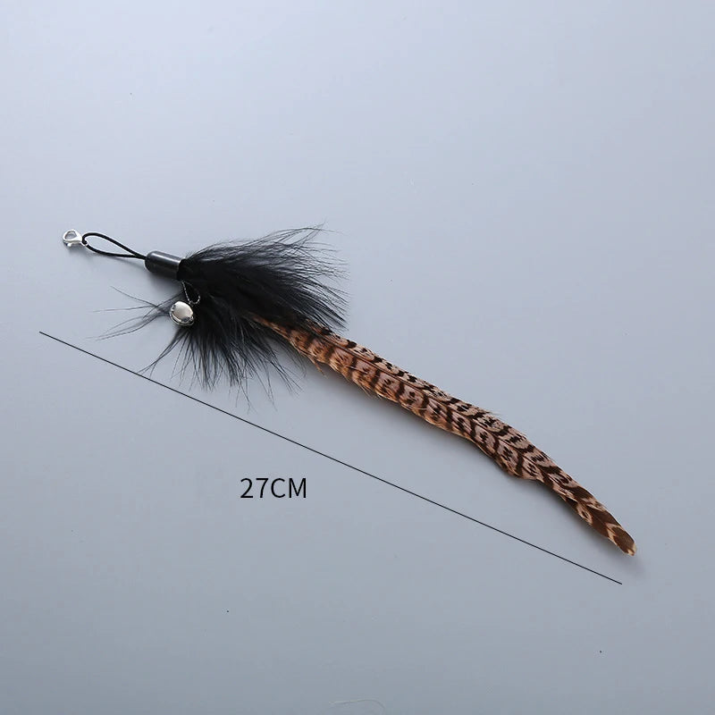 Plush Feather Bird Replacement Head for Cat Stick – Interactive Magic Wand with Bell