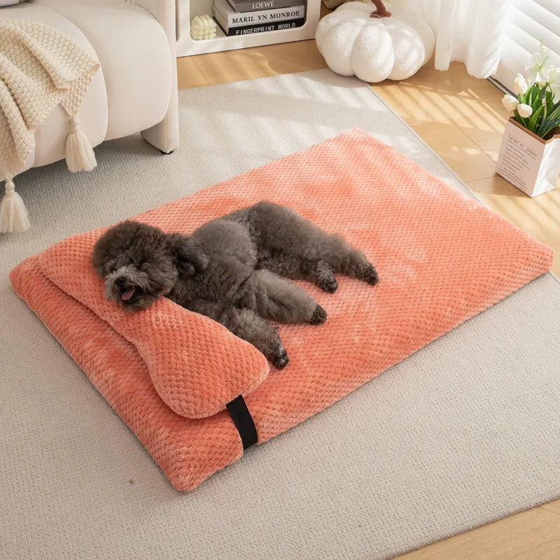 Warm Calming Dog Bed with Pillow