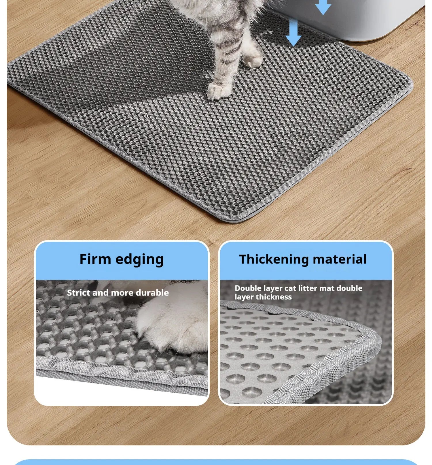 60x90cm Waterproof Double Layer Cat Litter Mat – Washable, Non-Slip Pet Toilet Mat for Litter Box Cleaning