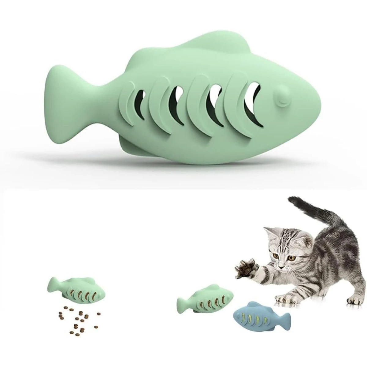 Interactive Cat Toy with Treat Dispenser – Catnip & Food Feeder Ball (Blue)