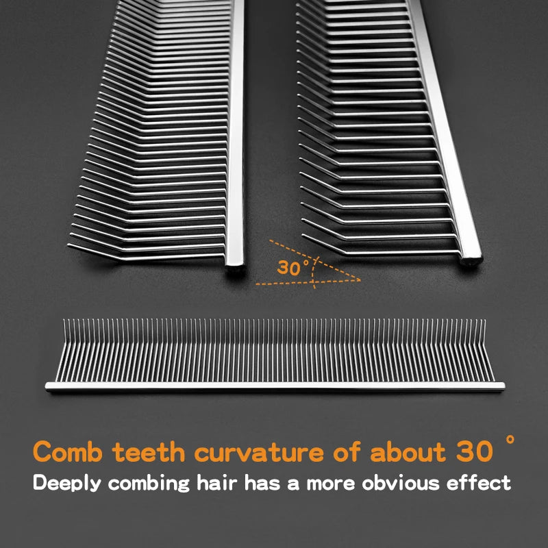 Curved Hook Pet Grooming Comb – Deep Deshedding & Fluffing Tool with Curved Teeth for Dogs & Cats