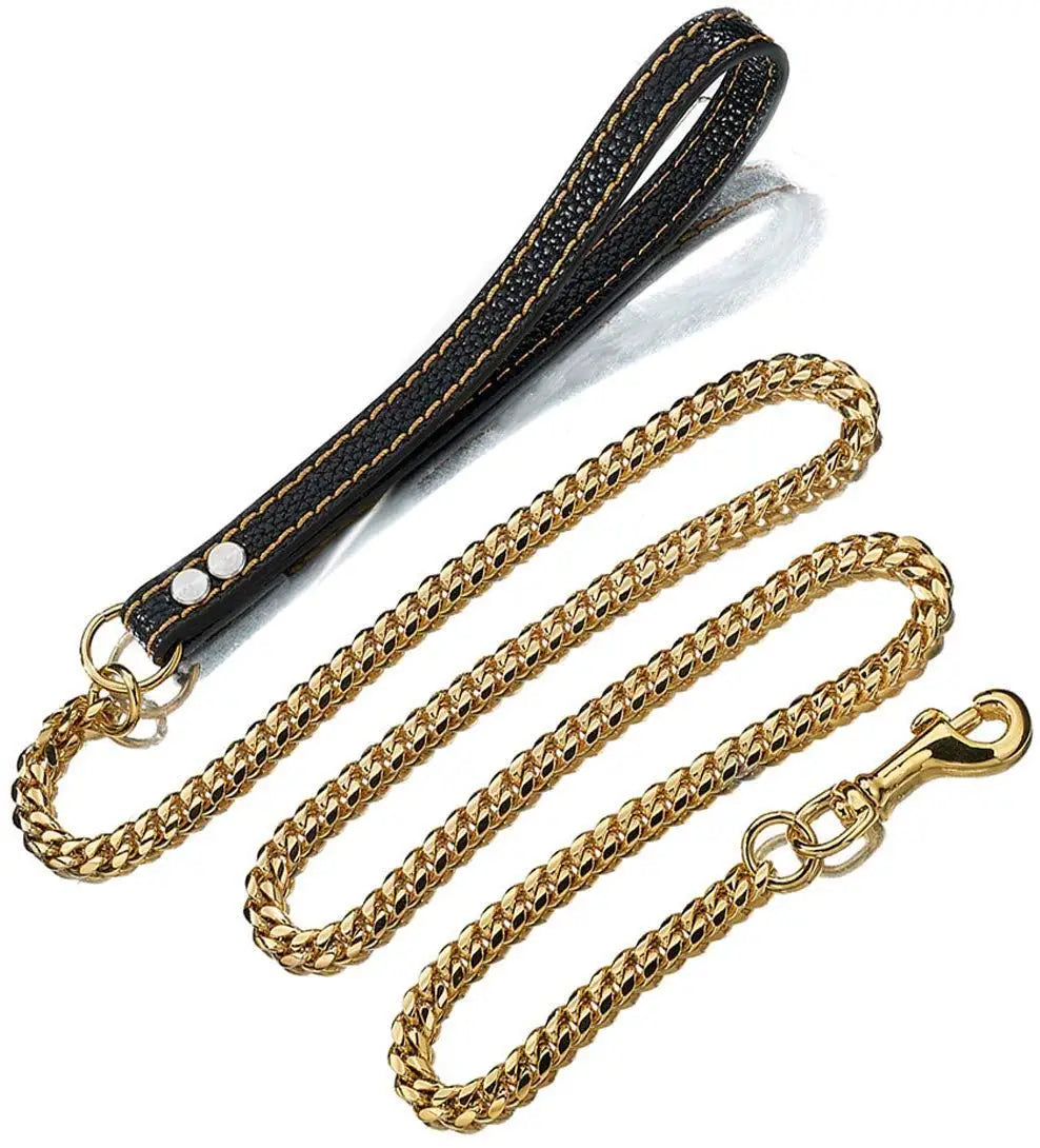 Stainless Steel Cuban Dog Chain Collar – Gold & Silver Training Link Collar